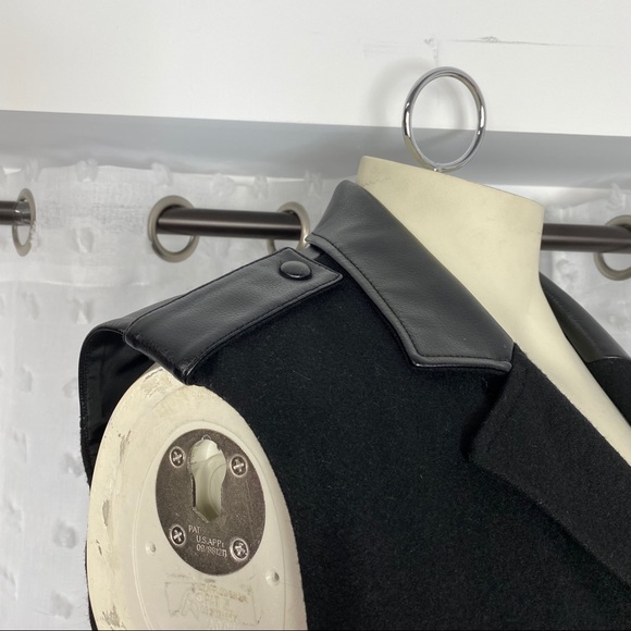 Trouve black faux leather & wool moto style vest L - Picture 7 of 10